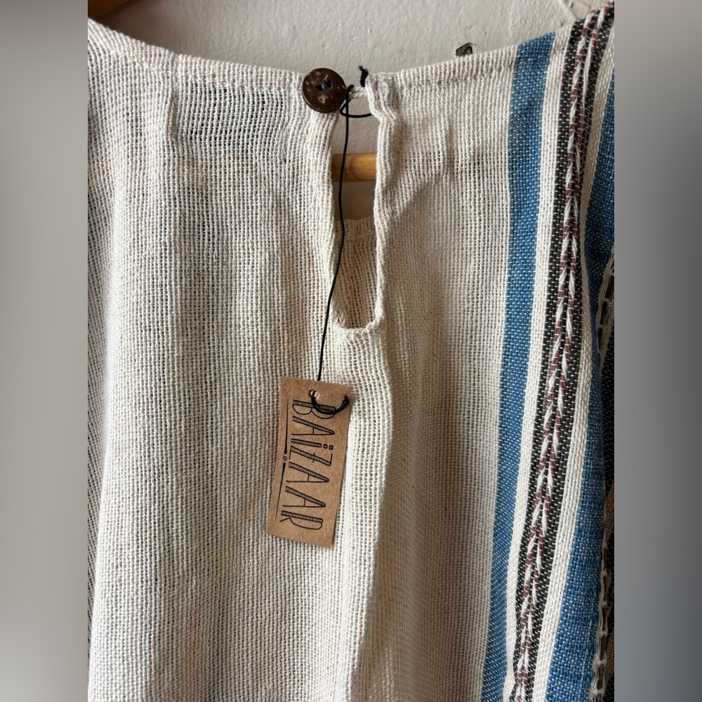Baizaar Handmade Apparel Striped Cream and Brown Cotton Women's Top NWT - Picture 7 of 12